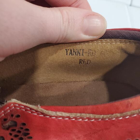 Spring Step L'Artiste Yanni-Ro Shoes Womens Size 40 EU Red Leather Wedge Slip On - Picture 4 of 11